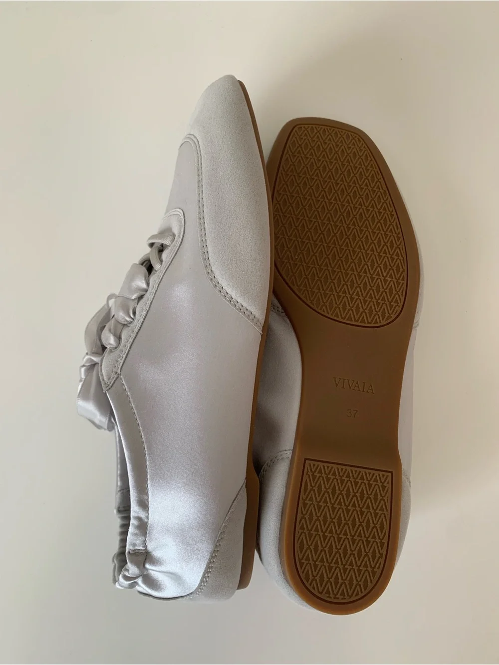 VIVAIA Square-Toe Lace-Up Satin Sneakerina (Cristina)